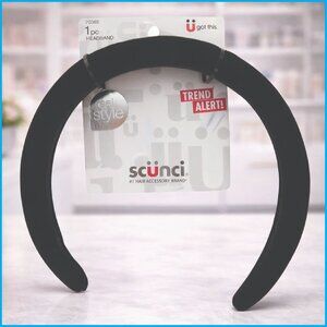 Scunci Black Velvet Headband Padded Trend Alert Real Style 1pc